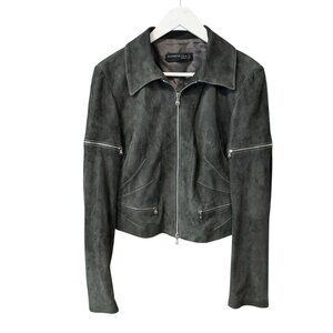 Kenneth Cole Vintage Italian Suede Leather Black Zippered Jacket Women's size M